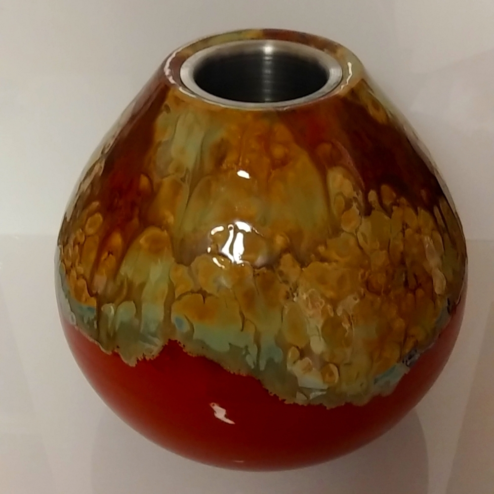 Fire pot Vintage hand glazed tear drop vase